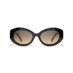 Chanel Women Oval Black Sunglasses