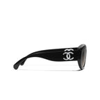 Chanel Women Oval Black Sunglasses