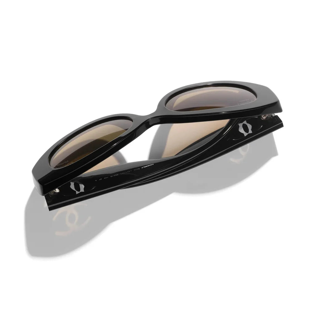 Chanel Women Oval Black Sunglasses