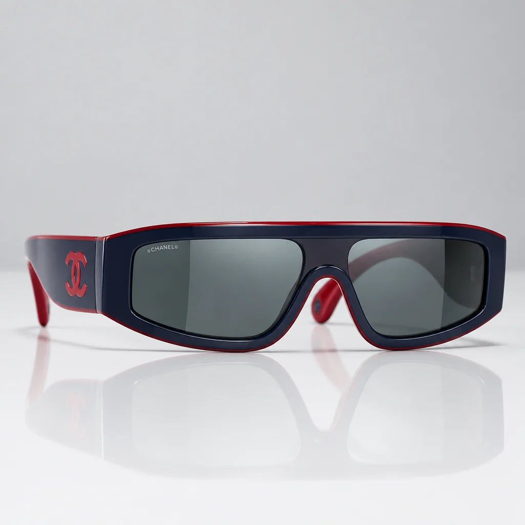 Chanel Women Cat Eye Blue Red Frame Sunglasses