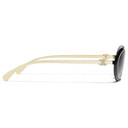 Chanel Women Oval Gold Black Gradient Sunglasses