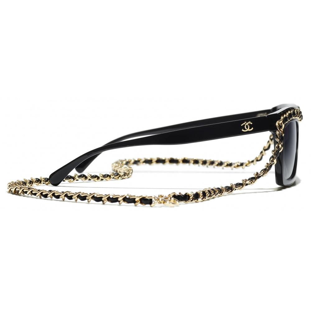 Chanel Women Rectangular Black Sunglasses