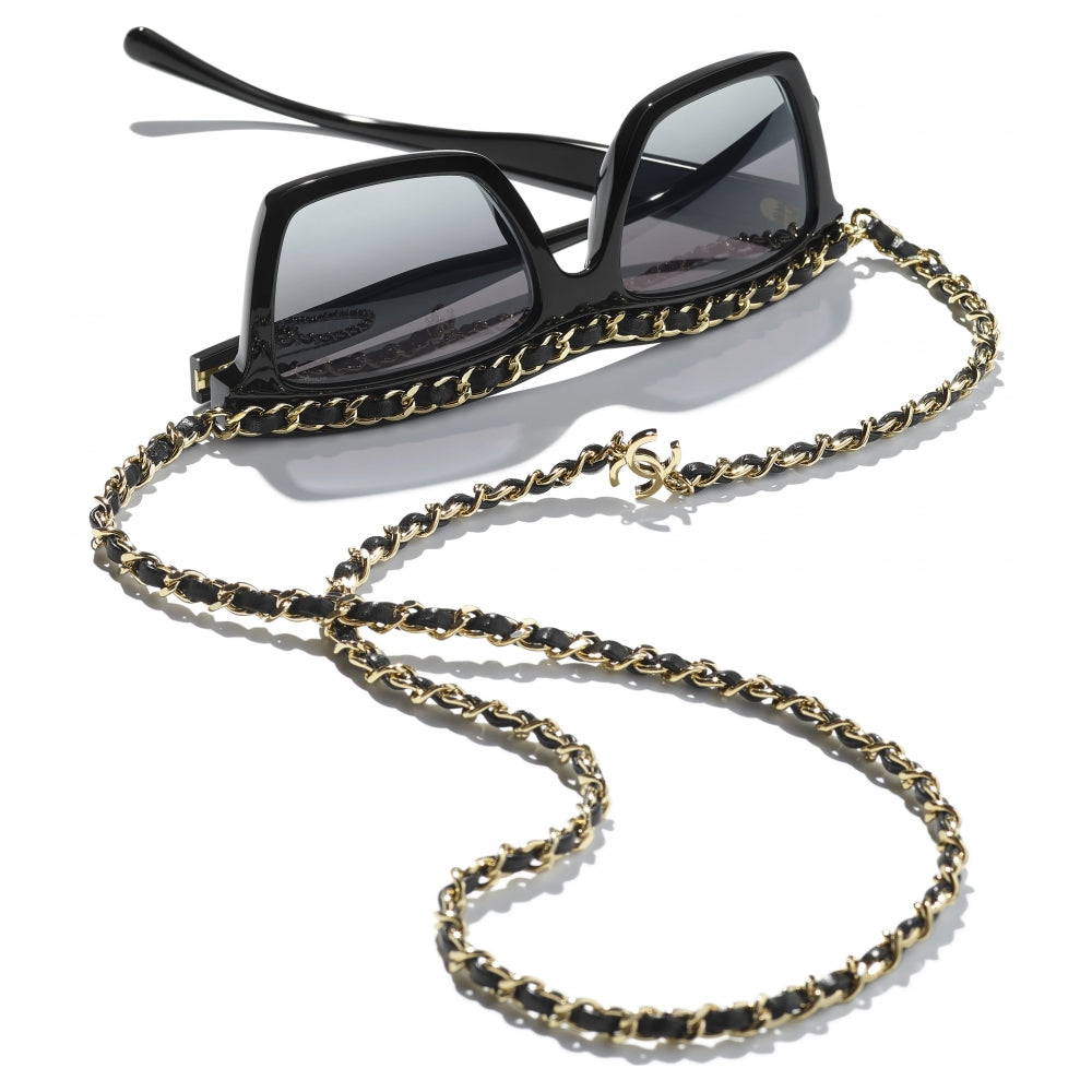 Chanel Women Rectangular Black Sunglasses