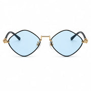 Chrome Hearts Diamond Dog 1410 Unisex Gold Light Blue Diamond Sunglasses