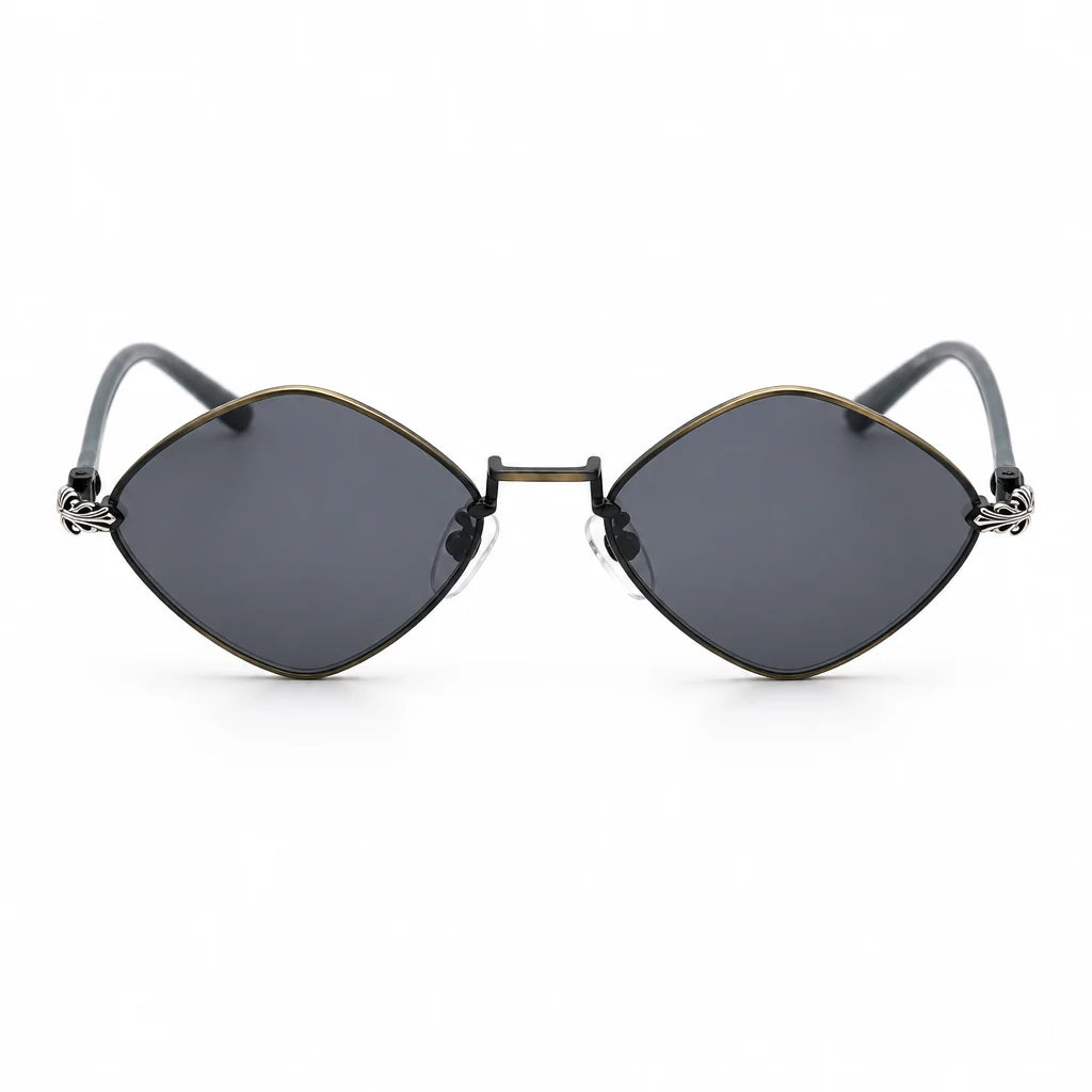 Chrome Hearts Diamond Dog 1412 Unisex Black Dark Grey Oval Diamond Sunglasses