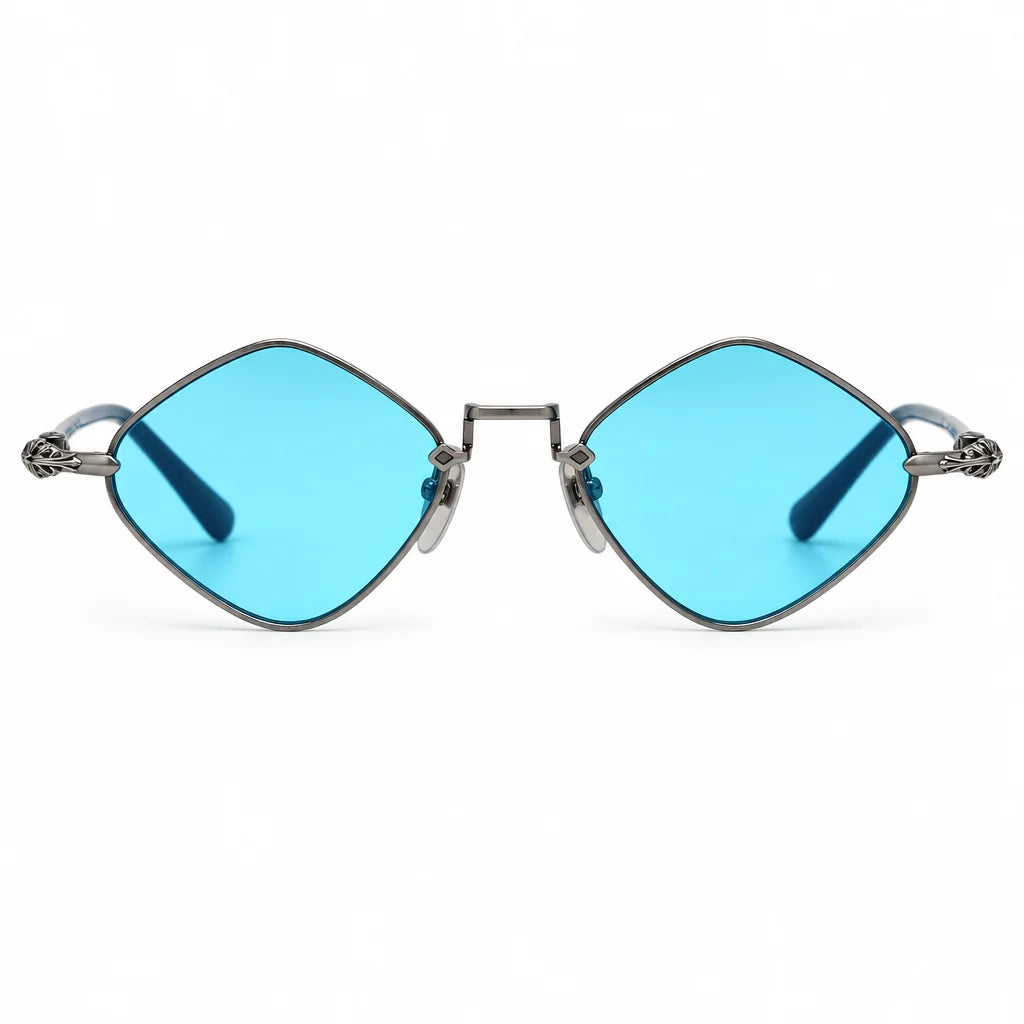Chrome Hearts Diamond Dog 2621 Unisex Blue & Chrome Diamond Sunglasses