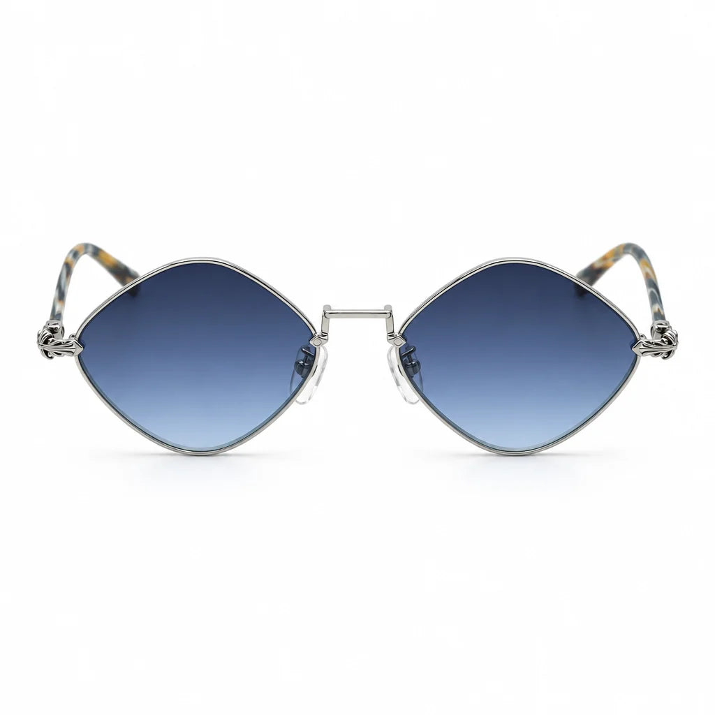 Chrome Hearts Diamond Dog 1413 Unisex Silver Grey Oval Diamond Sunglasses=
