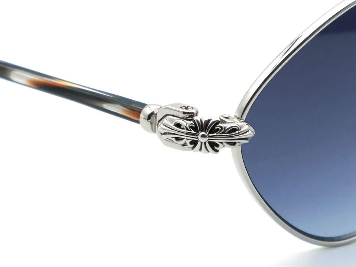 Chrome Hearts Diamond Dog 1413 Unisex Silver Grey Oval Diamond Sunglasses=