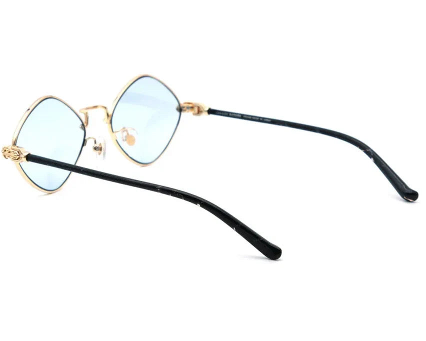 Chrome Hearts Diamond Dog 1410 Unisex Gold Light Blue Diamond Sunglasses