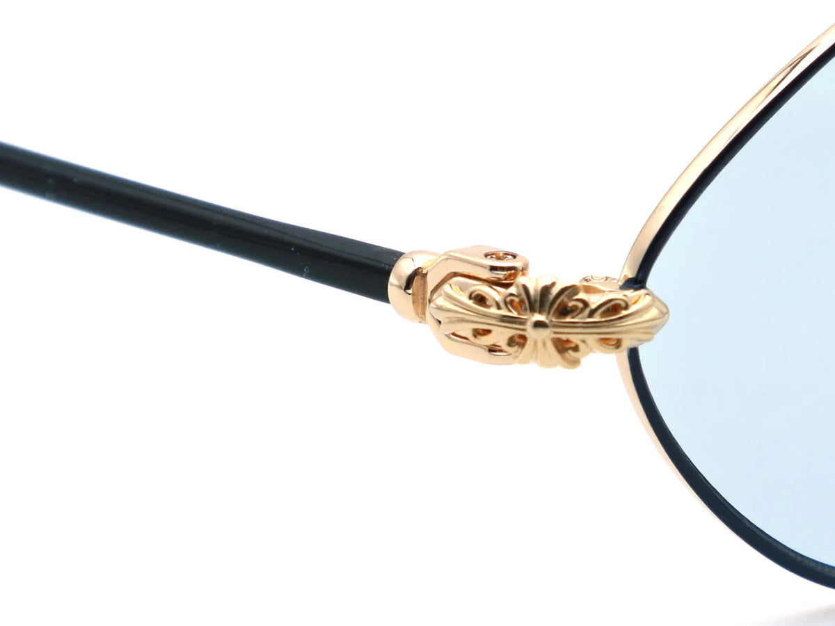 Chrome Hearts Diamond Dog 1410 Unisex Gold Light Blue Diamond Sunglasses