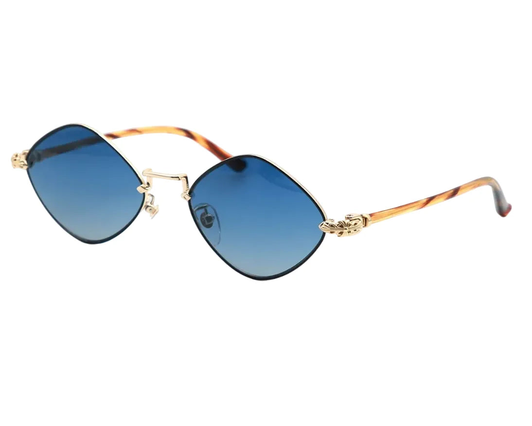Chrome Hearts Diamond Dog 1411 Unisex Tortoise & Gold Gothic Geometric Sunglasses