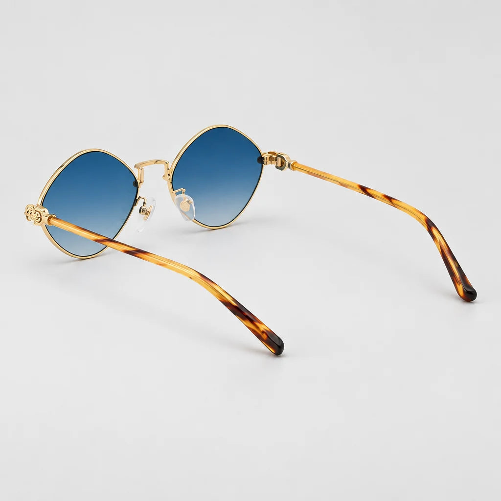 Chrome Hearts Diamond Dog 1411 Unisex Tortoise & Gold Gothic Geometric Sunglasses