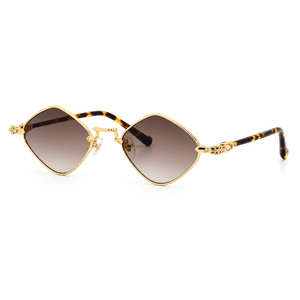 Chrome Hearts Diamond Dog 2157 Unisex Gold & Tortoiseshell Diamond Sunglasses