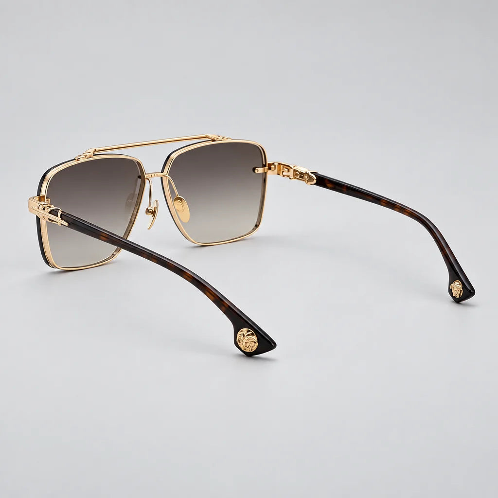 Chrome Hearts GHO 1402 Unisex Gold & Brown Gradient Square Sunglasses