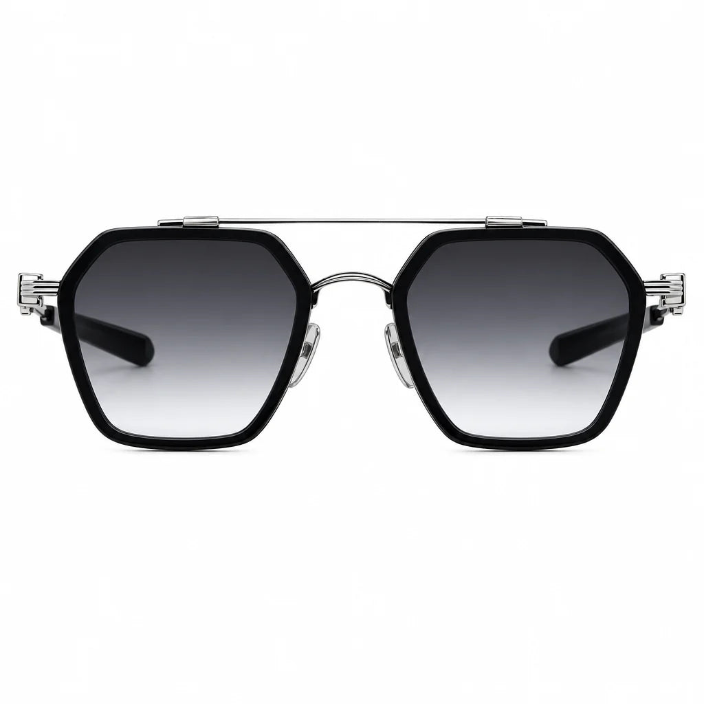 Chrome Hearts Hotation 2632 Unisex Matte Black & Silver Gothic Geometric Sunglasses