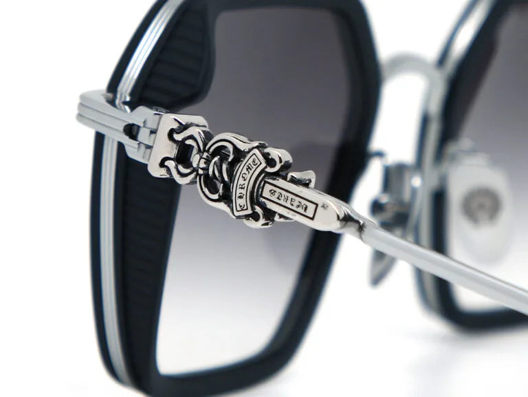 Chrome Hearts Hotation 2632 Unisex Matte Black & Silver Gothic Geometric Sunglasses