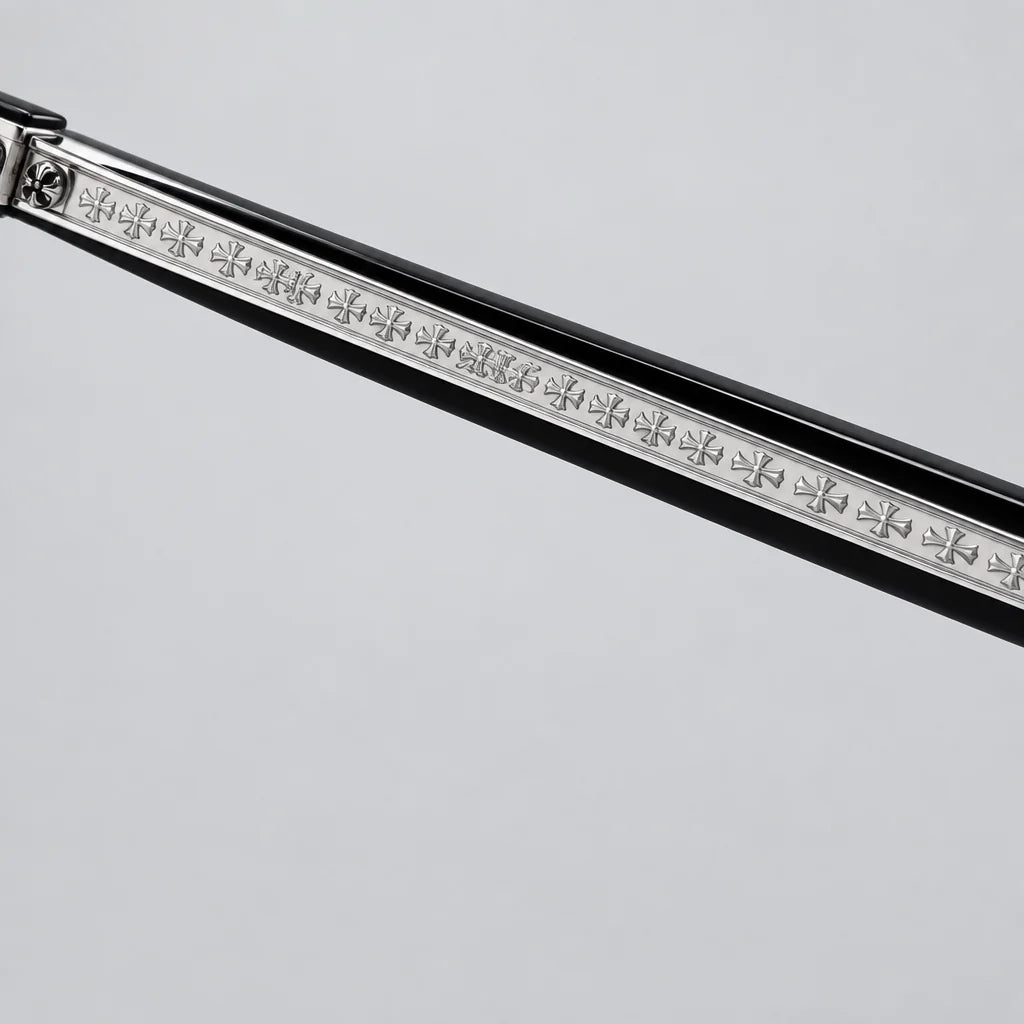 Chrome Hearts Hotation 2632 Unisex Matte Black & Silver Gothic Geometric Sunglasses