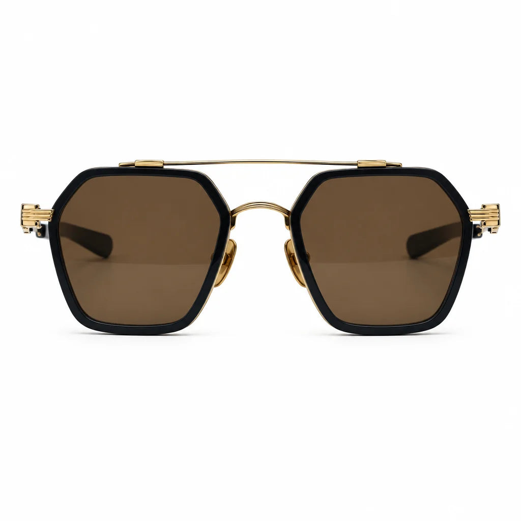 Chrome Hearts Hotation 2633 Unisex Matte Black & Gold Gothic Geometric Sunglasses