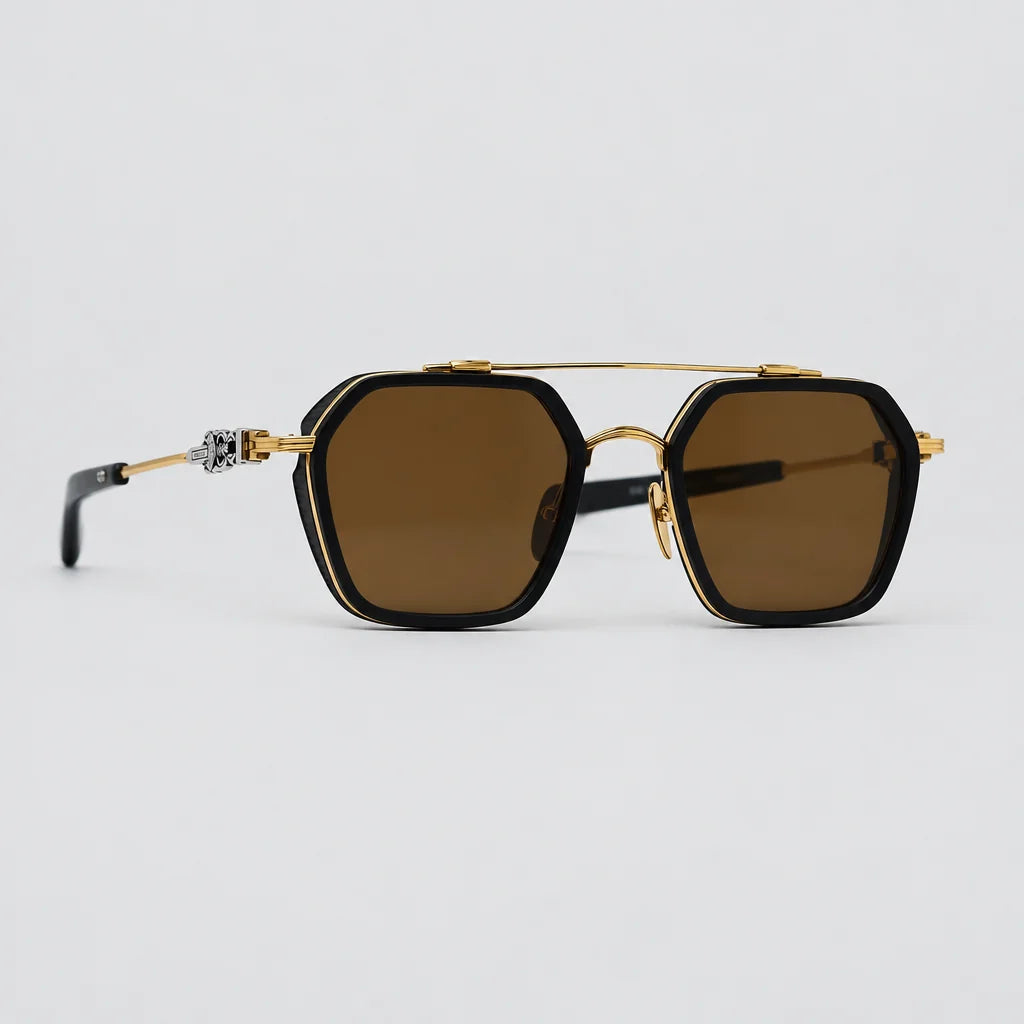 Chrome Hearts Hotation 2633 Unisex Matte Black & Gold Gothic Geometric Sunglasses