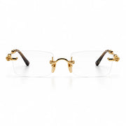 Exclusive Chrome Hearts Pills III Gold Titanium Rimless Square Glasses