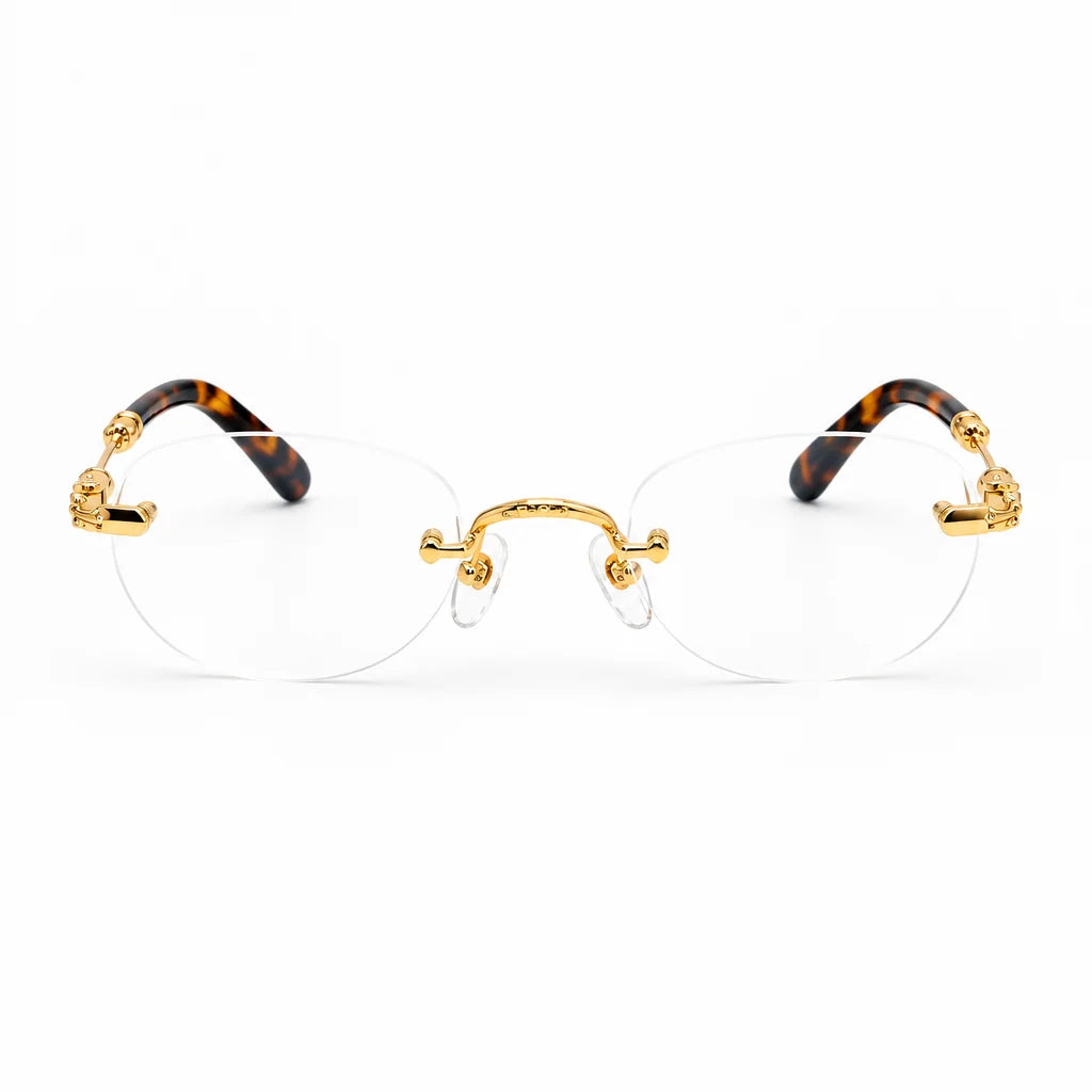 Chrome Hearts Pills I 0632 Unisex Gold & Tortoiseshell Rimless Oval Optical Glasses