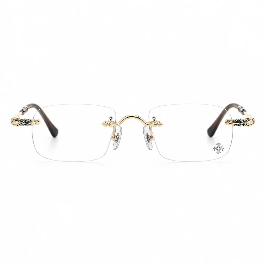 Chrome Hearts Pills III Sterling Titanium Rimless Square Glasses
