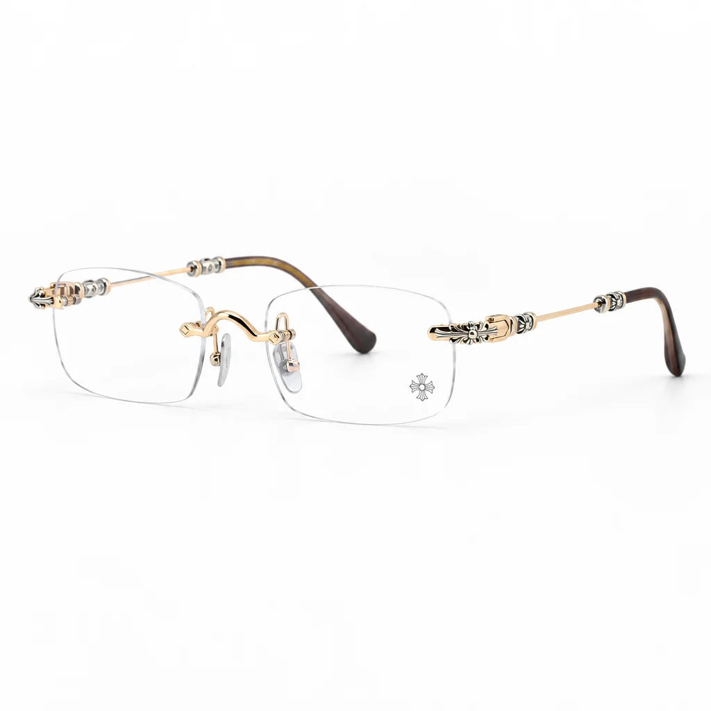 Chrome Hearts Pills III Sterling Titanium Rimless Square Glasses