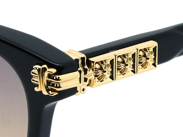 Chrome Hearts Smoke Show 3358 Unisex Gold & Black Gothic Round Rectangular Sunglasses