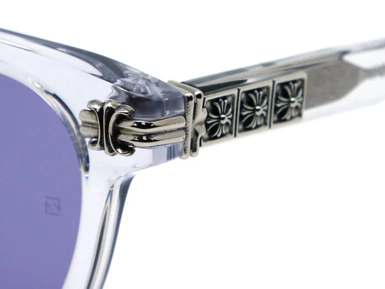 Chrome Hearts Smoke Show 3360 Unisex Clear Crystal & Silver Gothic Round, Rectangular Sunglasses