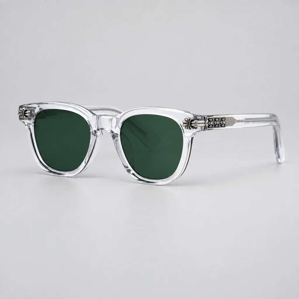 Chrome Hearts Smoke Show 3361 Unisex Clear Crystal & Silver Gothic Round, Rectangular Sunglasses