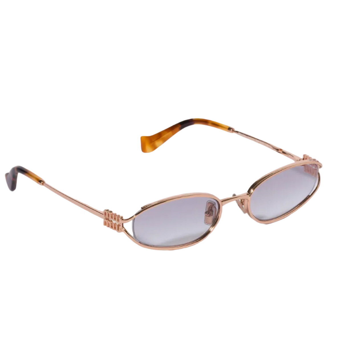 Miu Miu Women Miu Logo Crystal Gradient Sky Lenses Pink Gold Metal Sunglasses