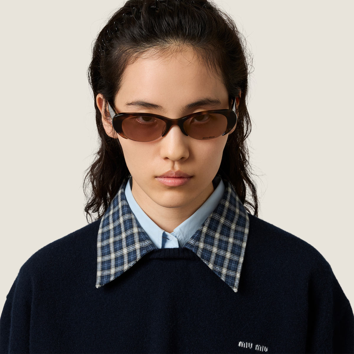 Miu Miu Women Vedette Oval Cut-Out Bio Aurora Sunglasses