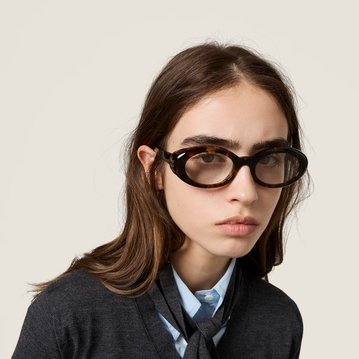 Miu Miu Women Rêverie Honey Tortoiseshell Blue-ray Transparent Sunglasses