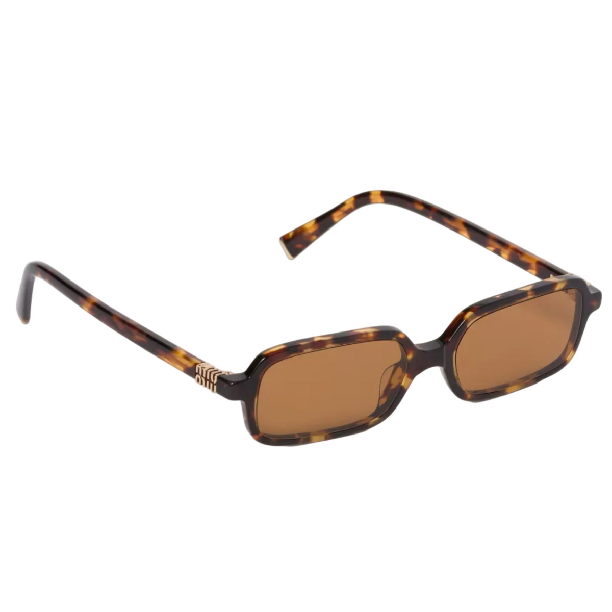 Miu Miu Regard MU 11ZS Women Rectangular Honey Tortoiseshell / Camel Beige Sunglasses