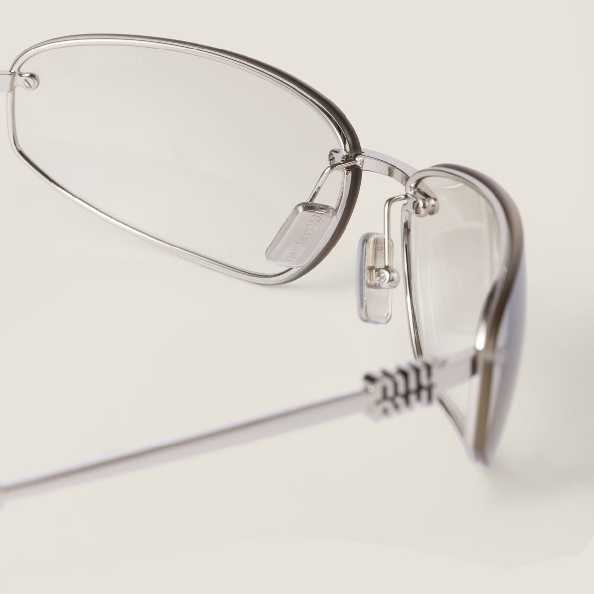 Miu Miu Nocturne Women Silver Gradient Transparent Lenses Sunglasses