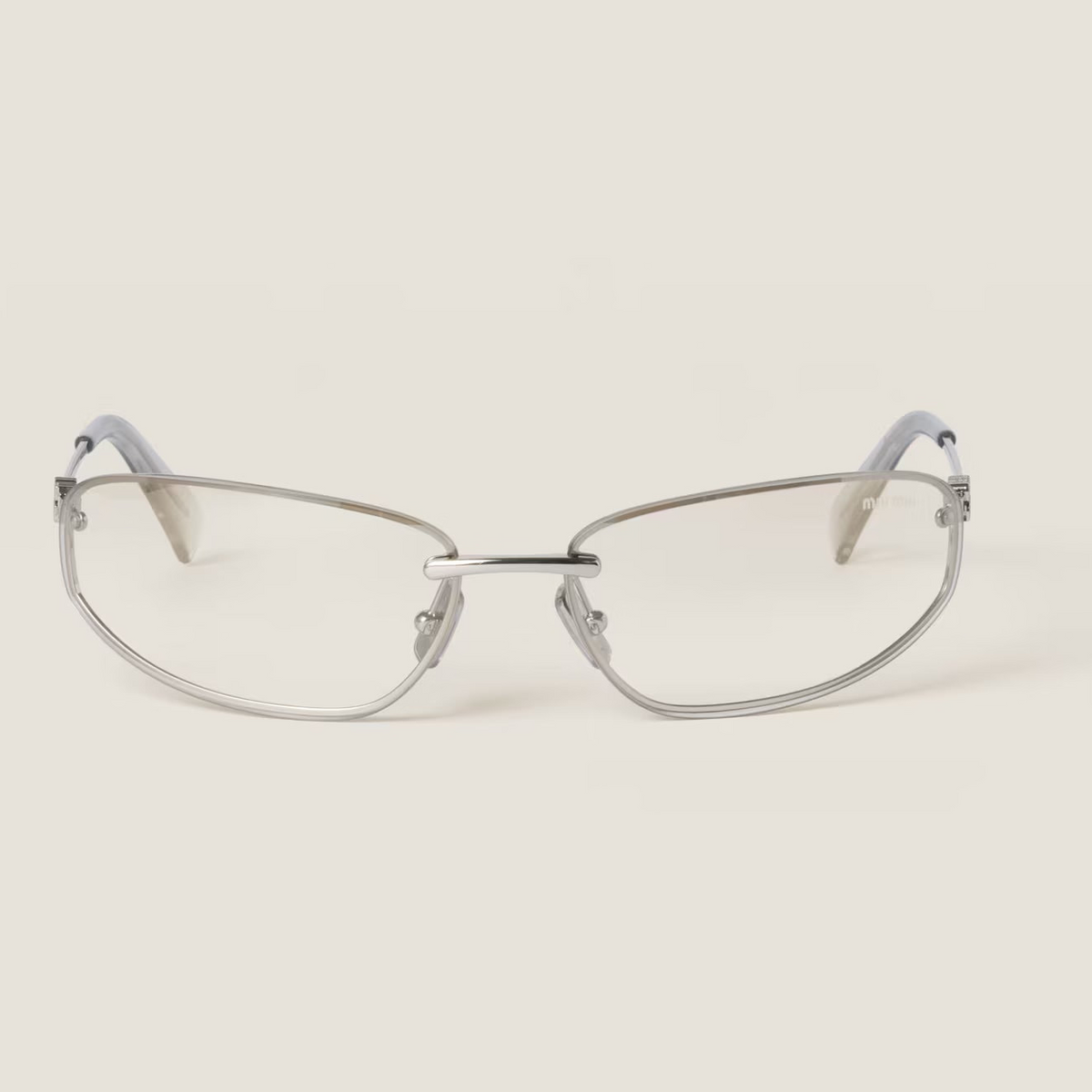 Miu Miu Nocturne Women Silver Gradient Transparent Lenses Sunglasses 