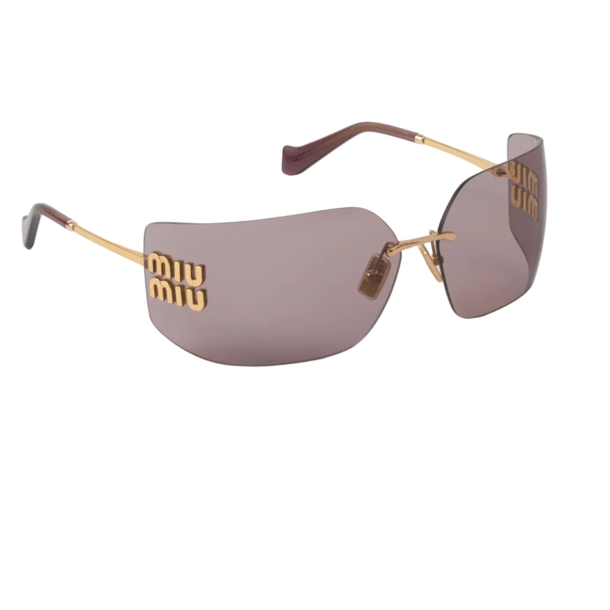 Miu Miu Aube Women Rimless Gold / Mauve Sunglasses