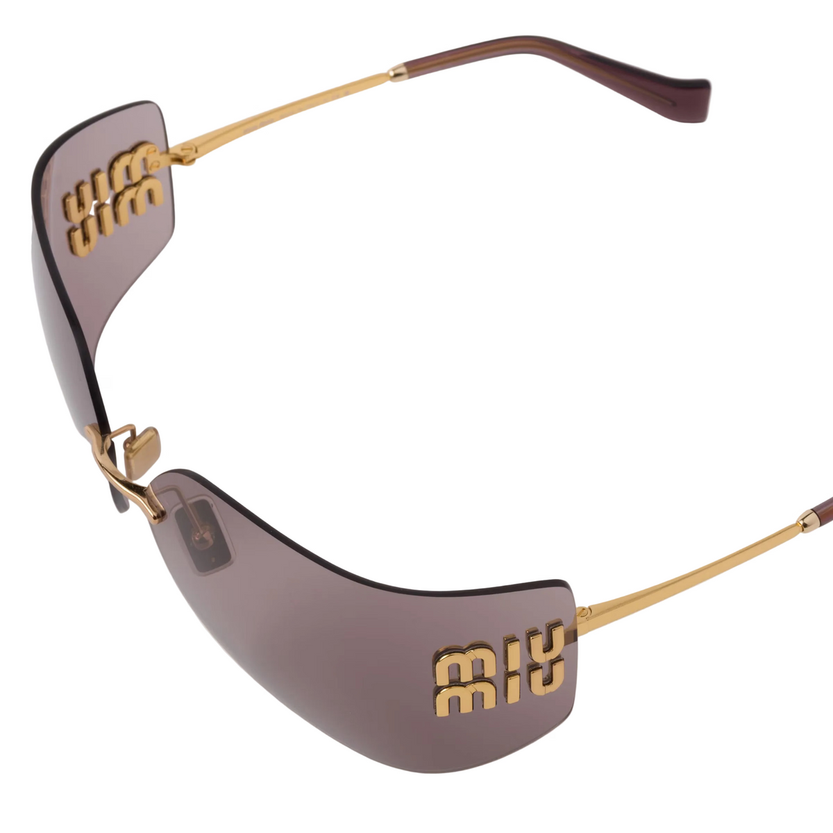 Miu Miu Aube Women Rimless Gold / Mauve Sunglasses