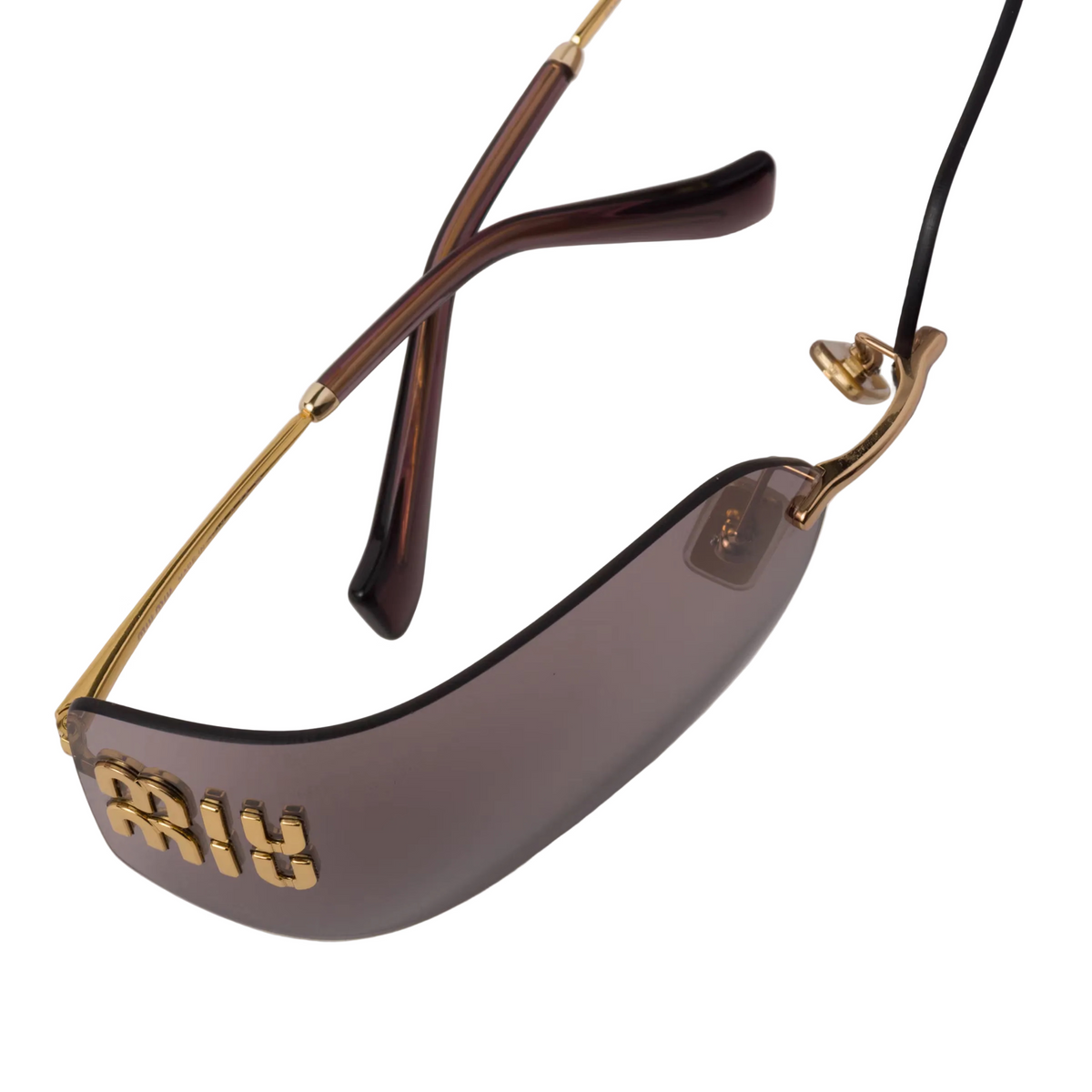 Miu Miu Aube Women Rimless Gold / Mauve Sunglasses