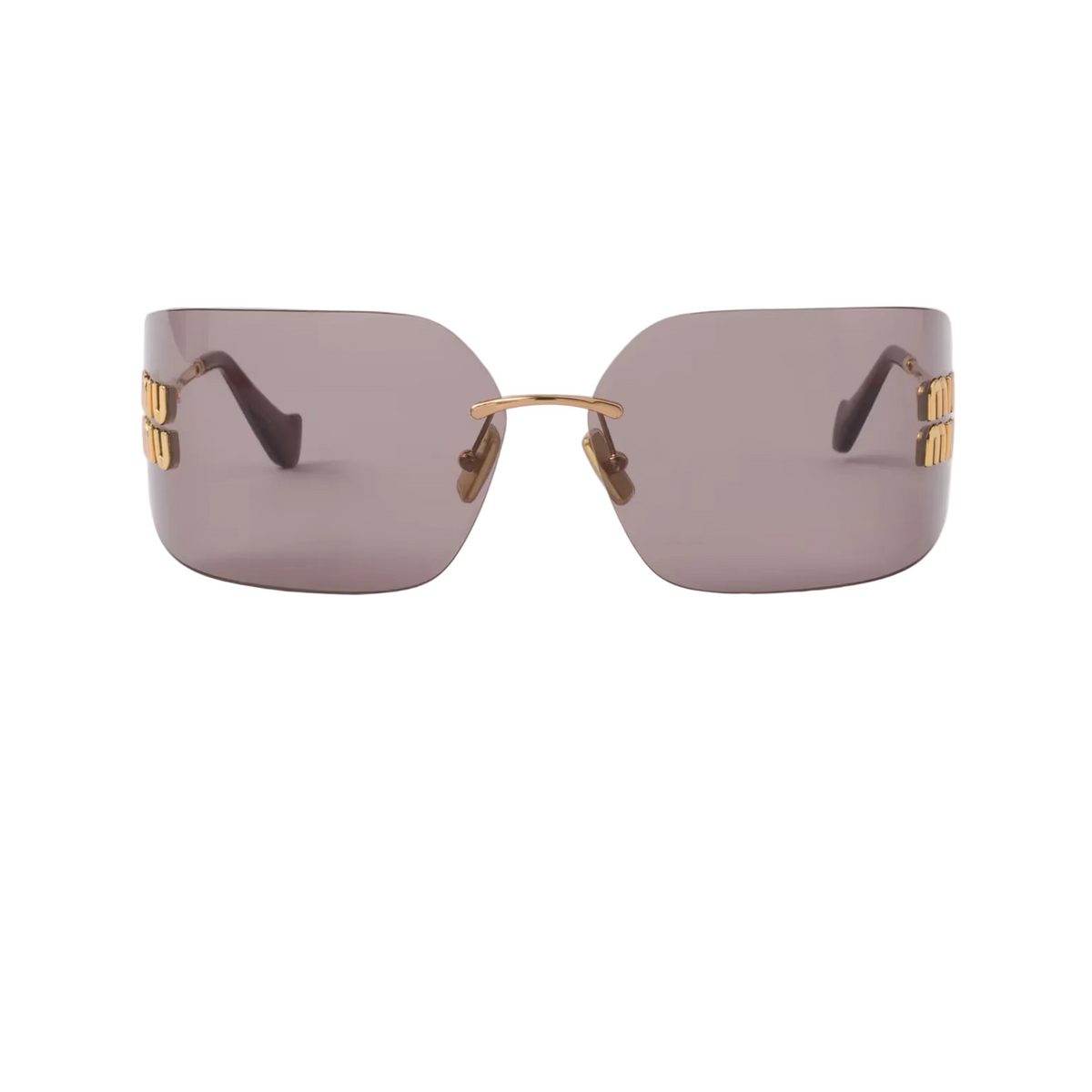 Miu Miu Aube Women Rimless Gold / Mauve Sunglasses