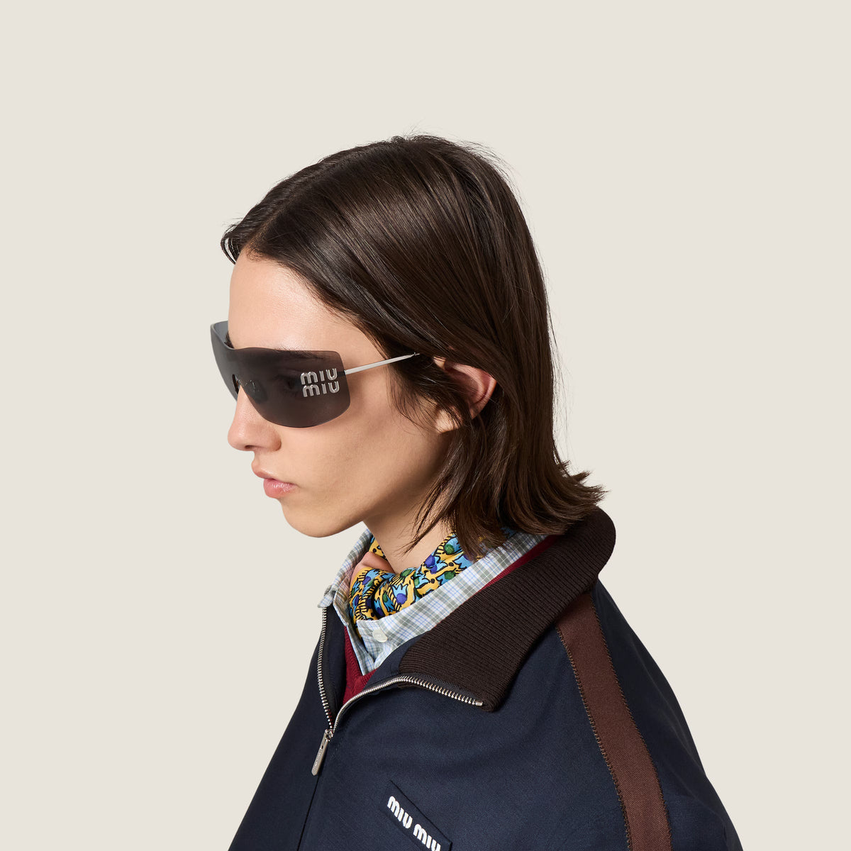 Miu Miu Aube Women Rimless Silver / Basalt Grey Bio Sunglasses