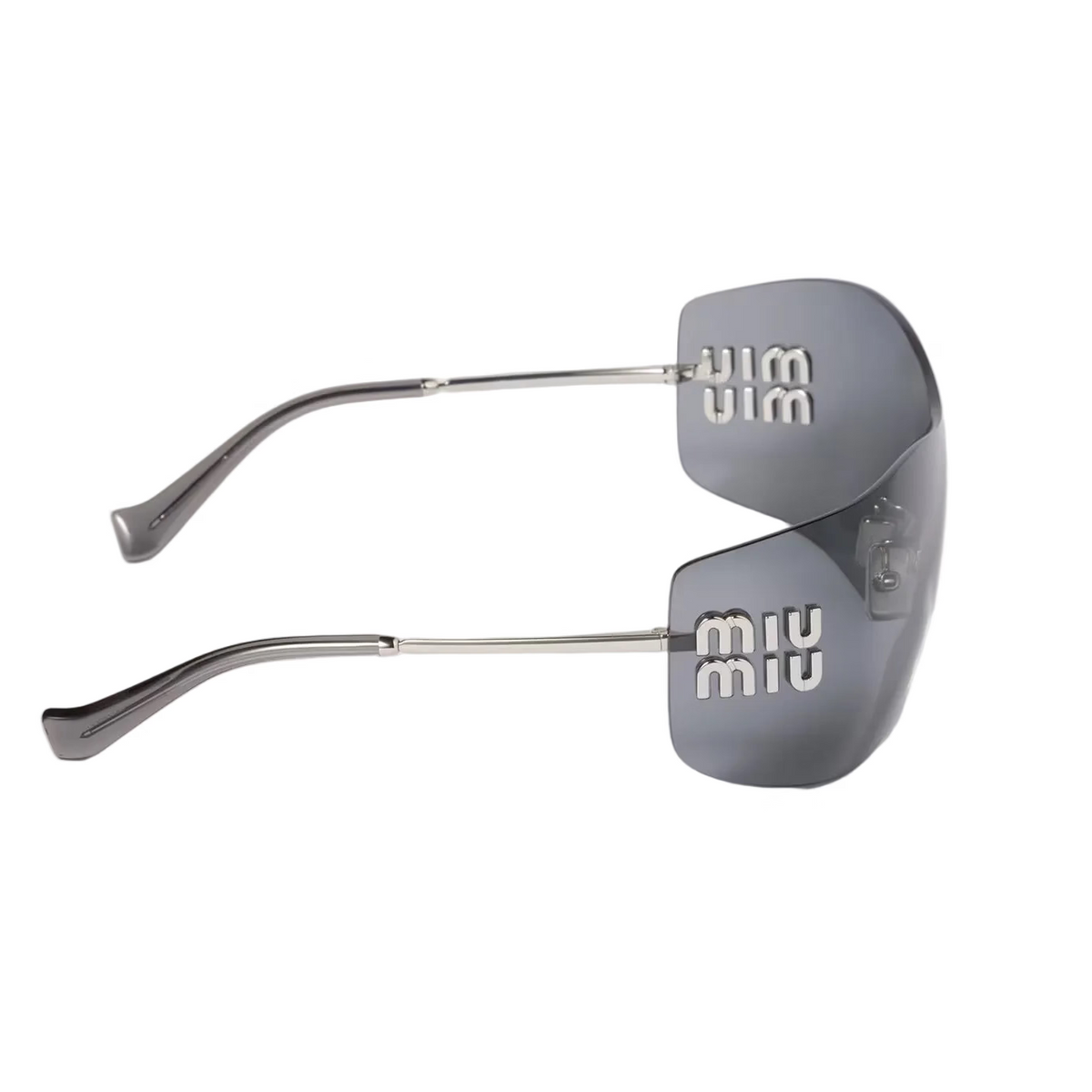 Miu Miu Aube Women Rimless Silver / Basalt Grey Bio Sunglasses