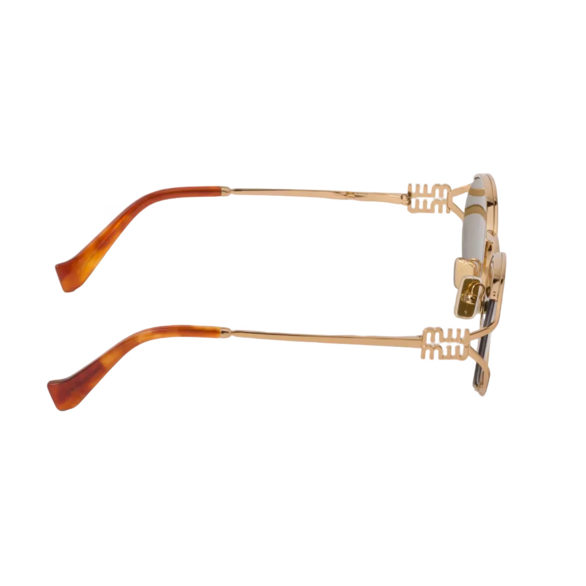 Miu Miu Women Logo Brass Gold / Oval Loden Brown Sunglasses