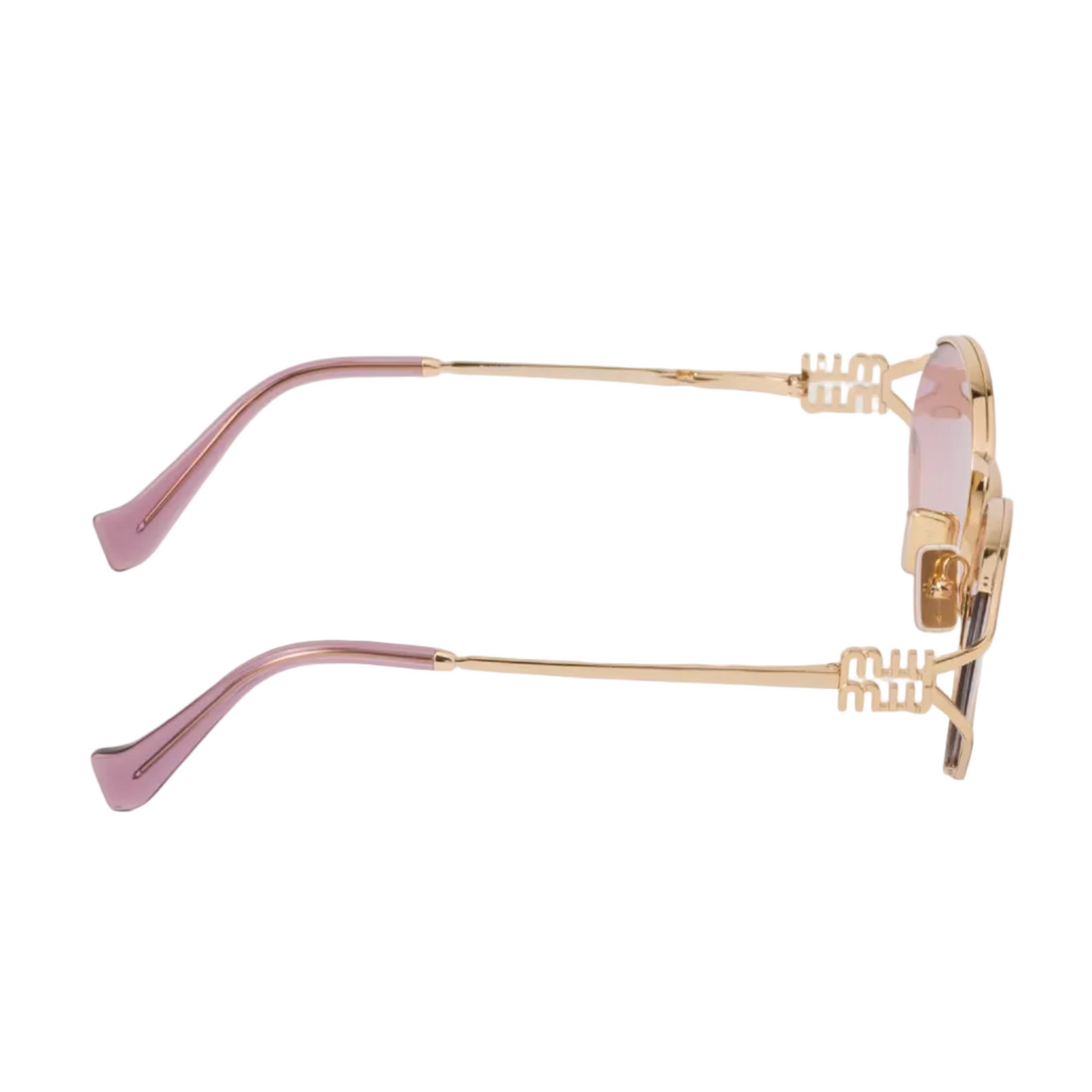 Miu Miu Women Logo Gold Oval Pink Beige Gradient Sunglasses