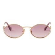 Miu Miu Women Logo Gold Oval Pink Beige Gradient Sunglasses 