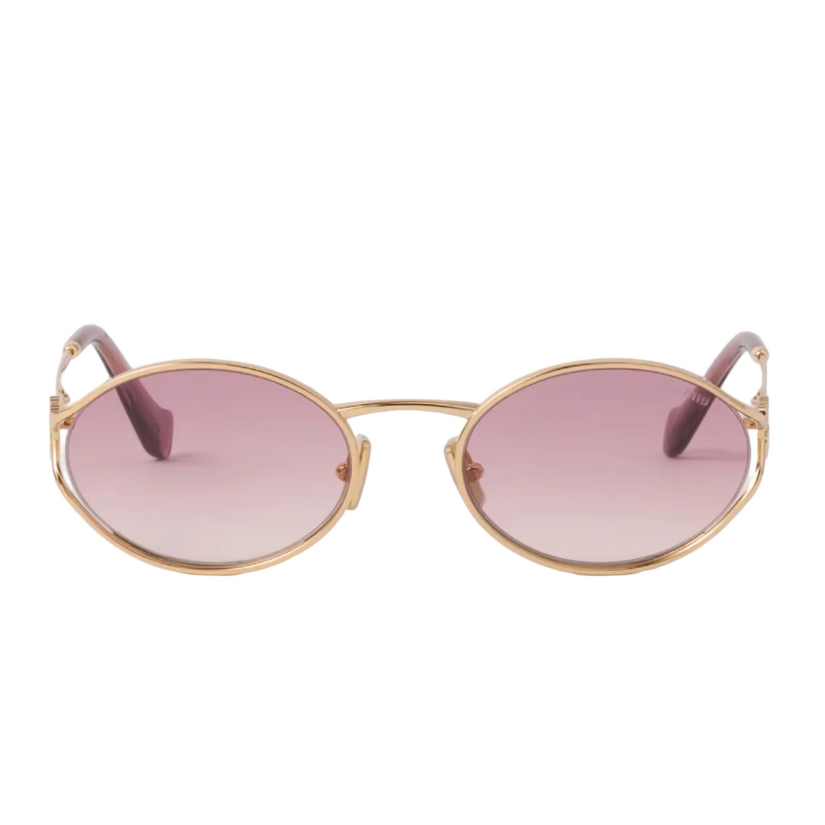 Miu Miu Women Logo Gold Oval Pink Beige Gradient Sunglasses 