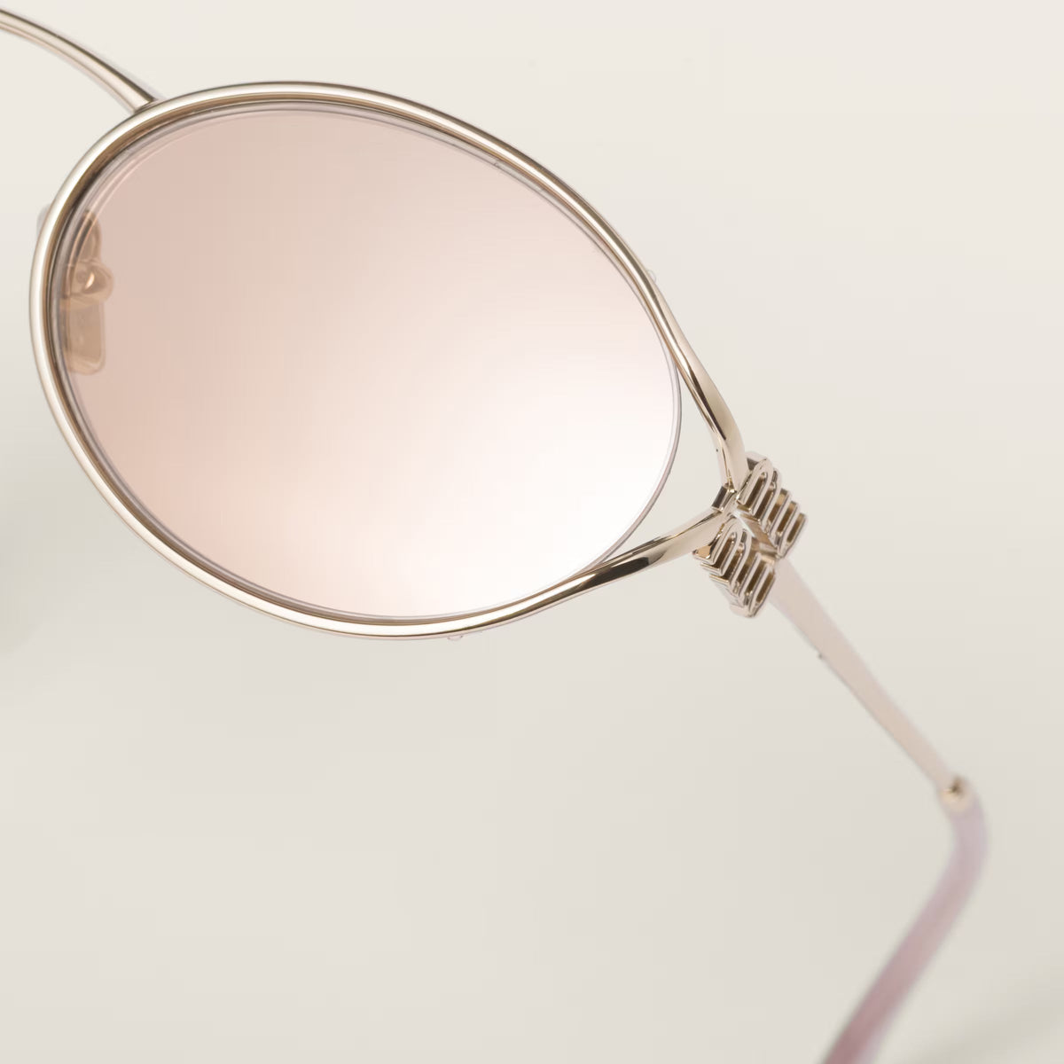 Miu Miu Women Logo Oval Rose gold Sunglasses