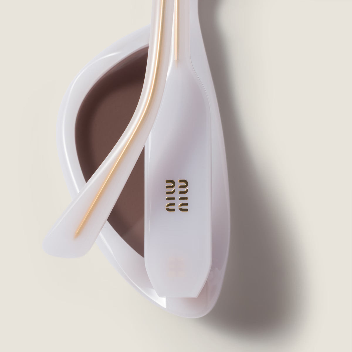 Miu Miu Women MU B11SU Cat-Eye Glossy Opal White / Mauve Sunglasses