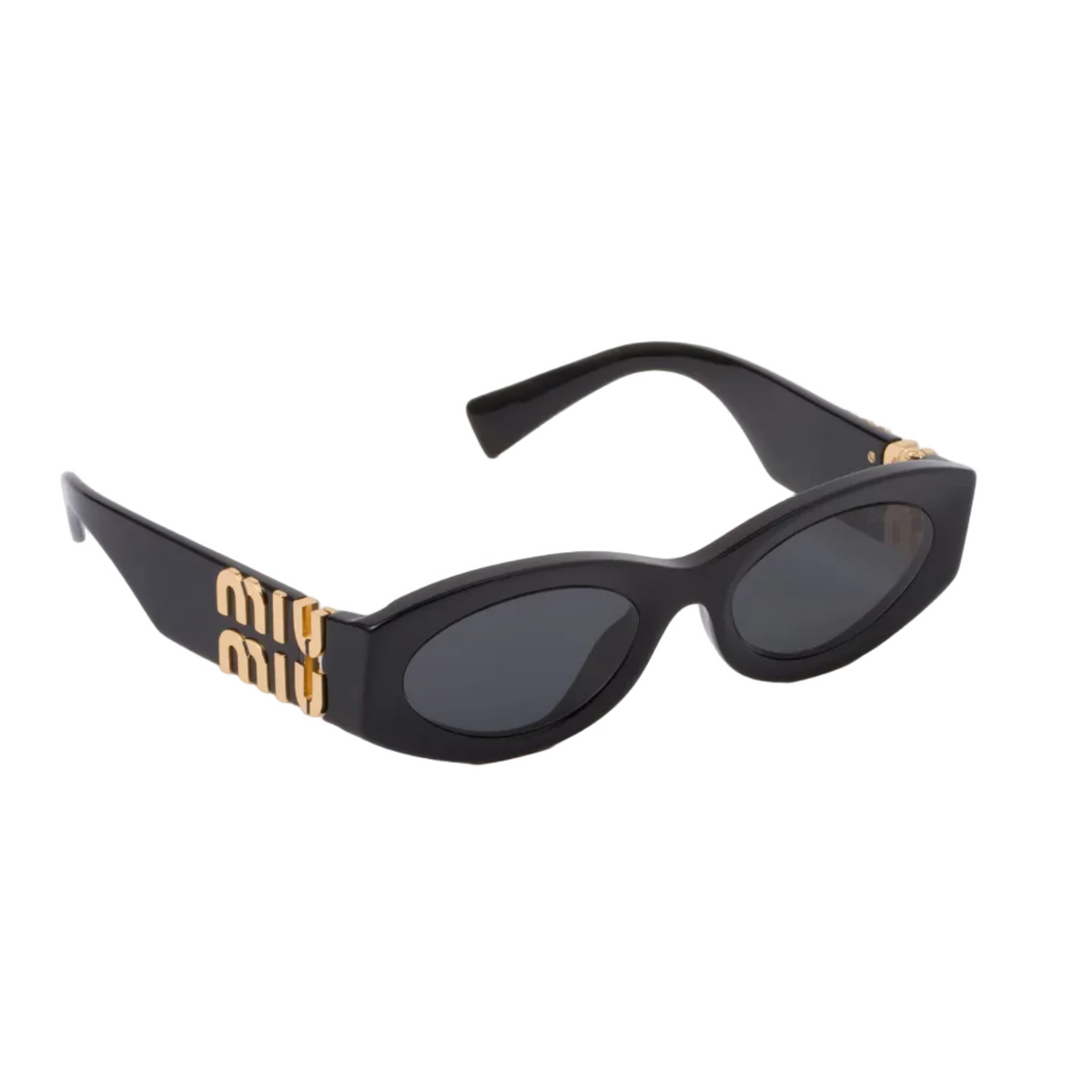 Miu Miu Women MU 11WS Glimpse Oval Black / Slate Grey Sunglasses