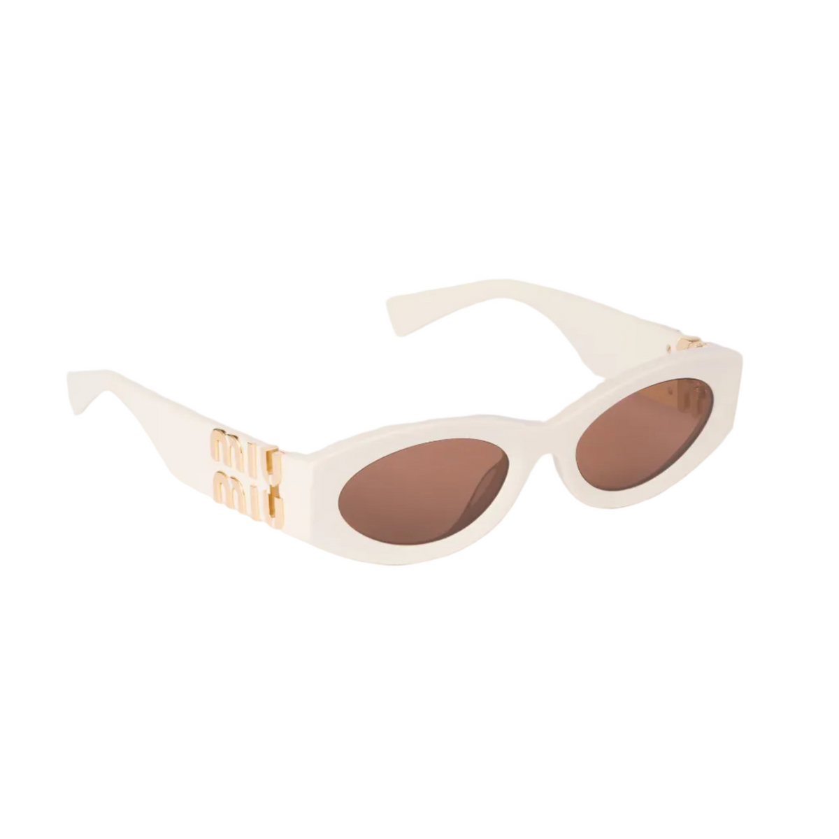 Miu Miu Women MU 11WS Glimpse Oval Milky White / Chocolate Brown Sunglasses